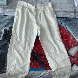H&M White Linen Blend Pants